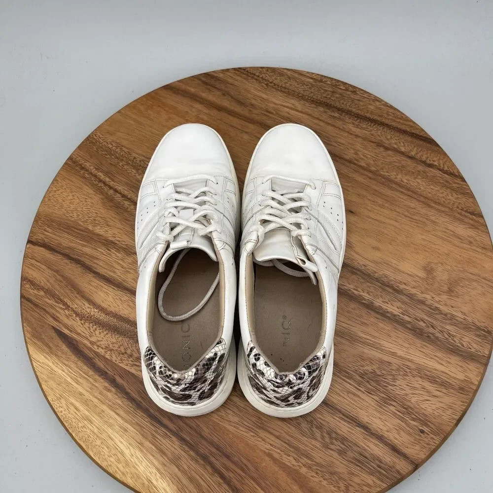 Vionic Simasa Shoes Womens Size 8.5 White Leather Leopard Print Orthopedic Walk